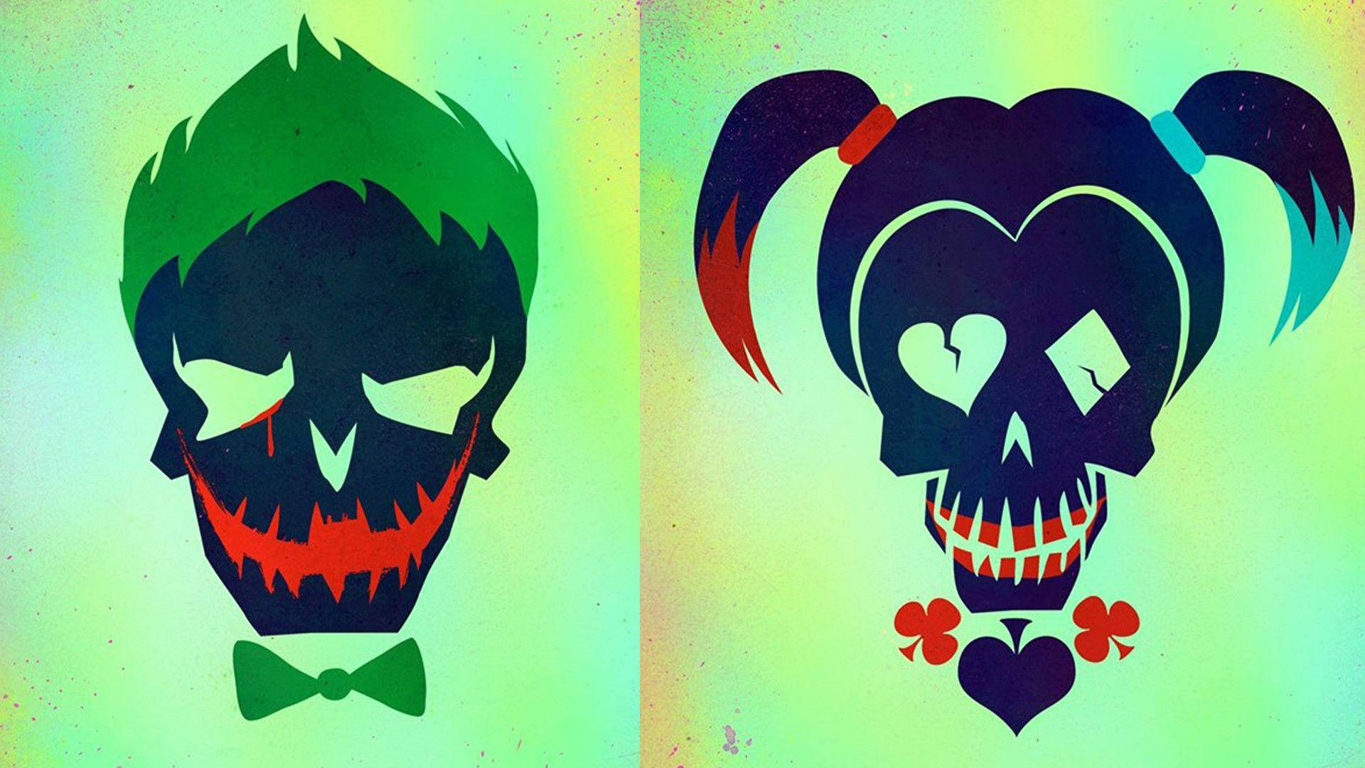 Joker And Harley Quinn Skull Art Background