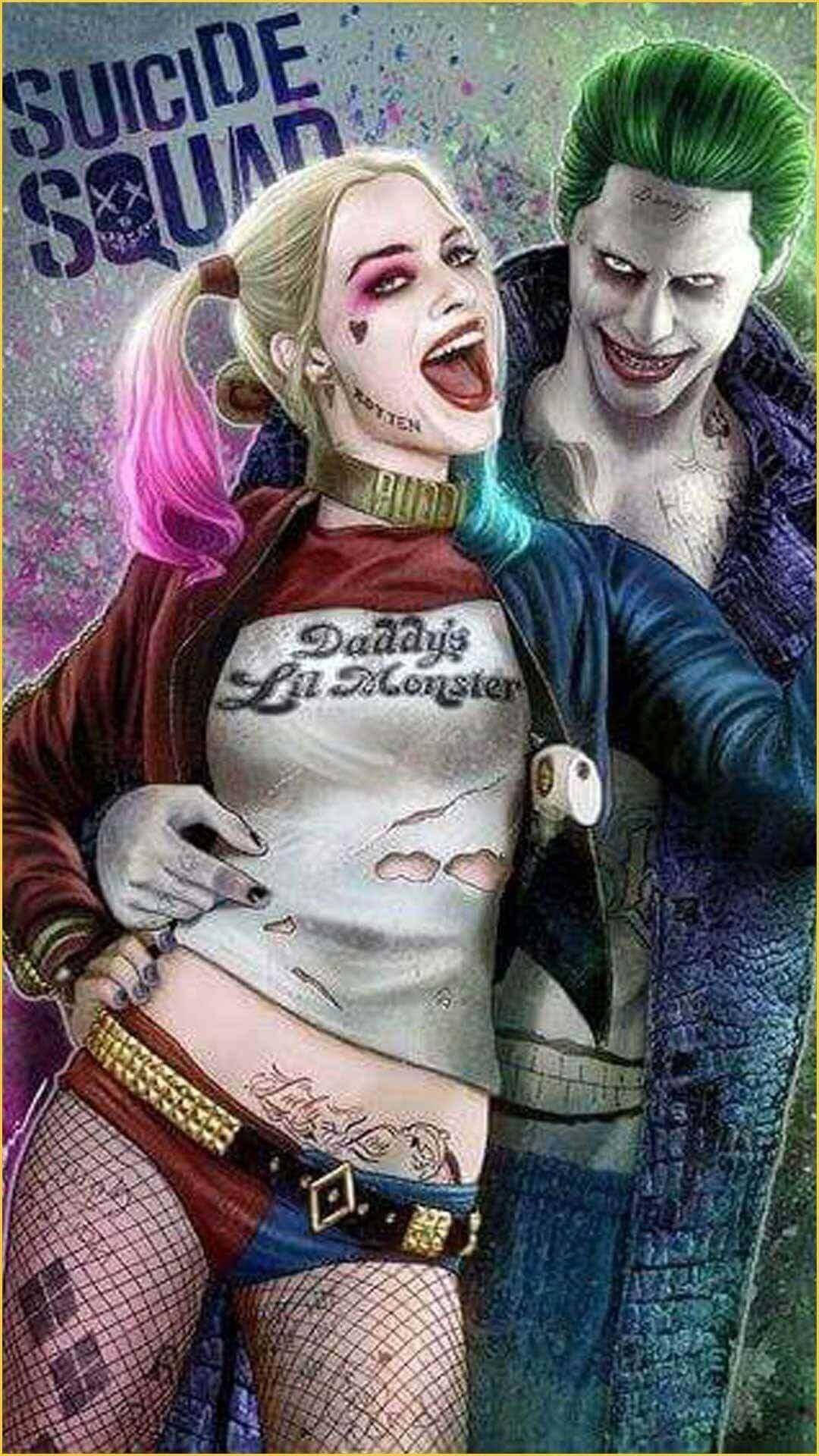 Joker And Harley Quinn Waist Hug Background