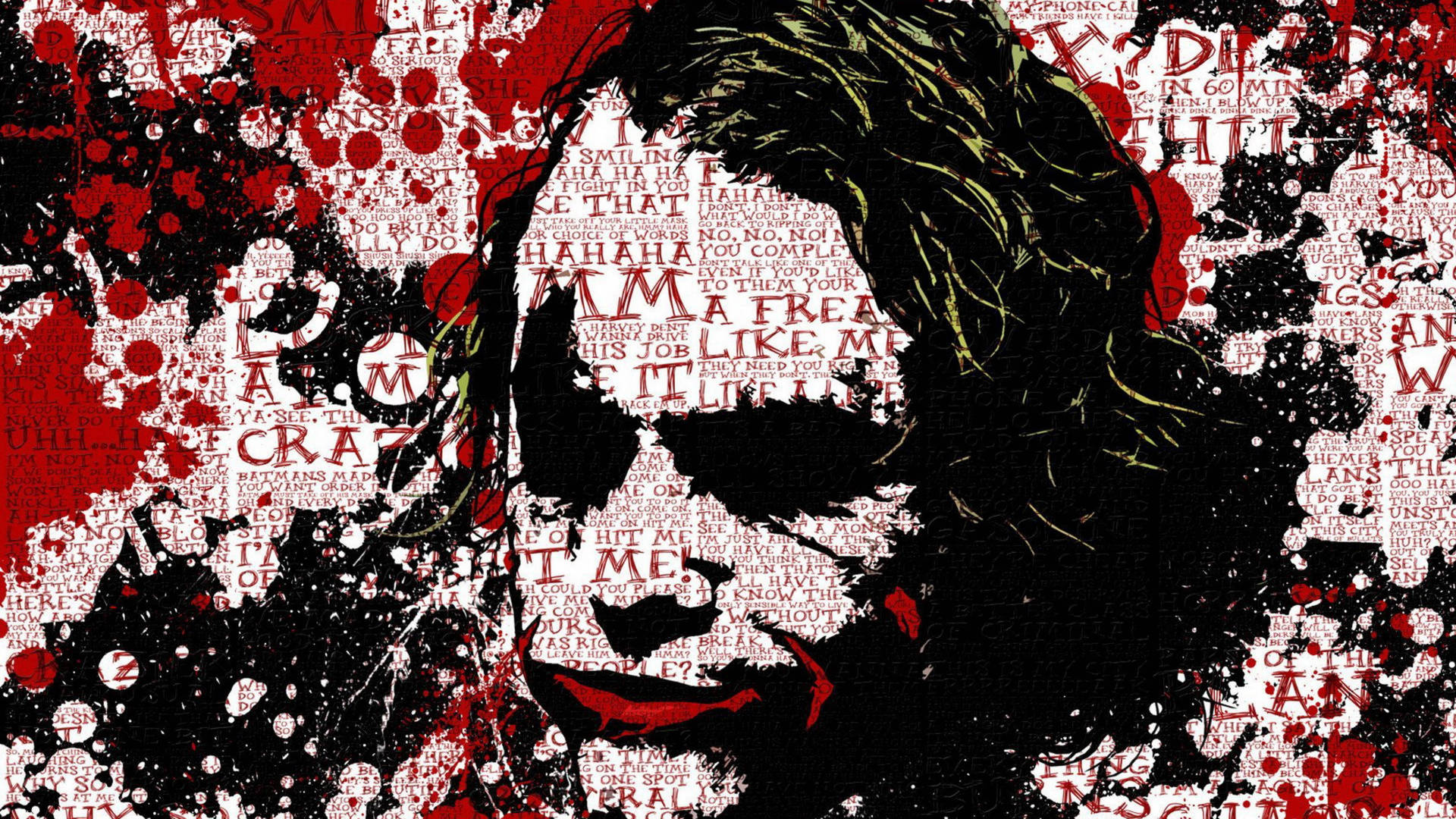 Joker Drawing Abstract Red White Background