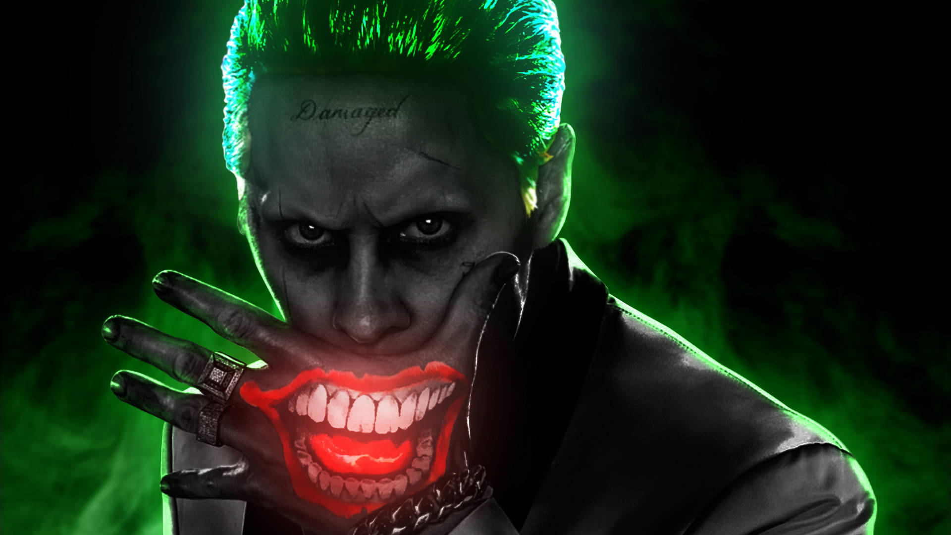 Joker Drawing Glowing Hand Background