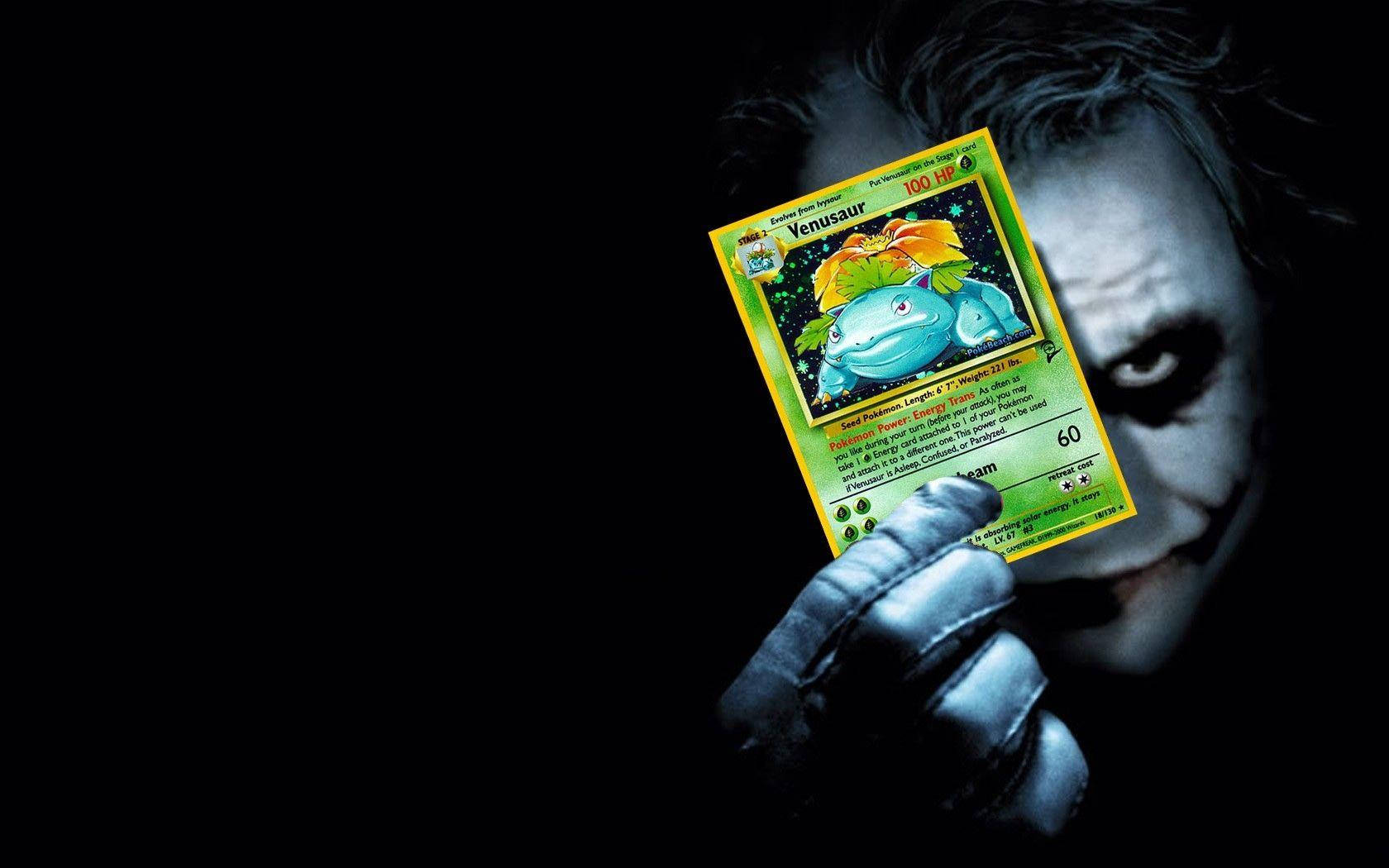 Joker Holding Venusaur Pokemon Card