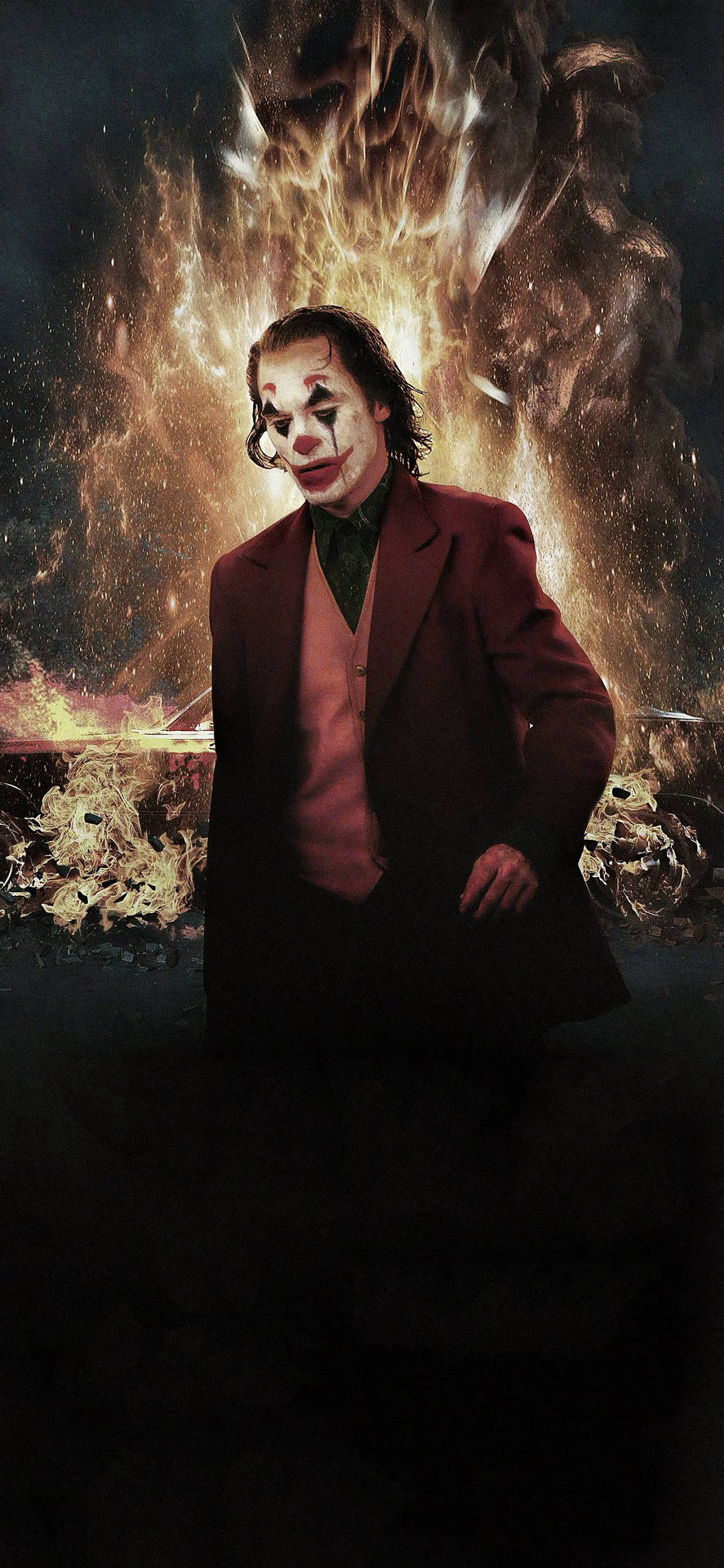 Joker Iphone On Fire Background Background
