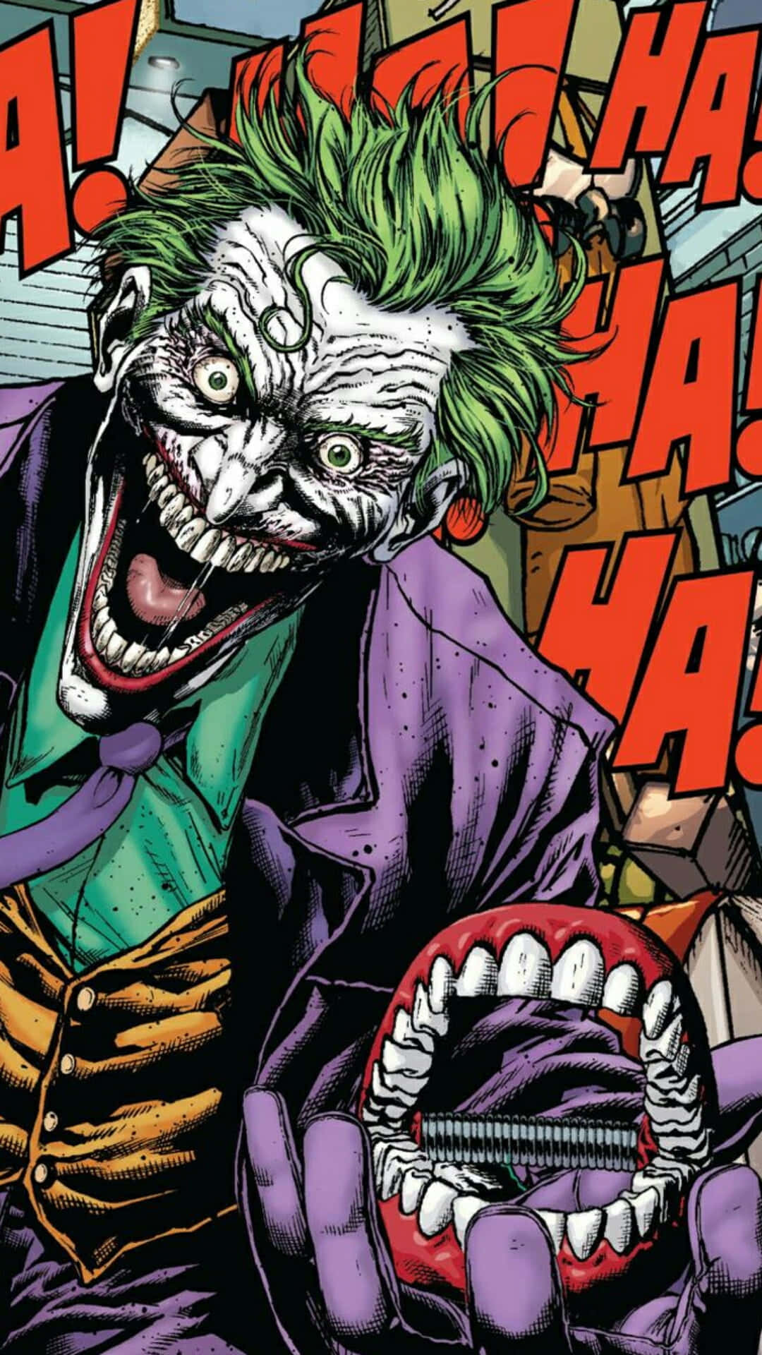 Joker Laughing Maniacally In The Dark Background