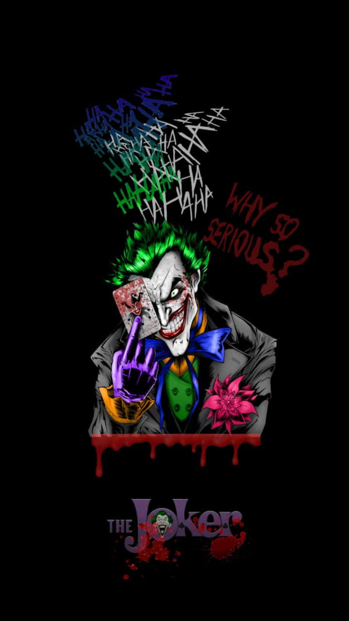 Joker Laughing Maniacally In The Dark Background