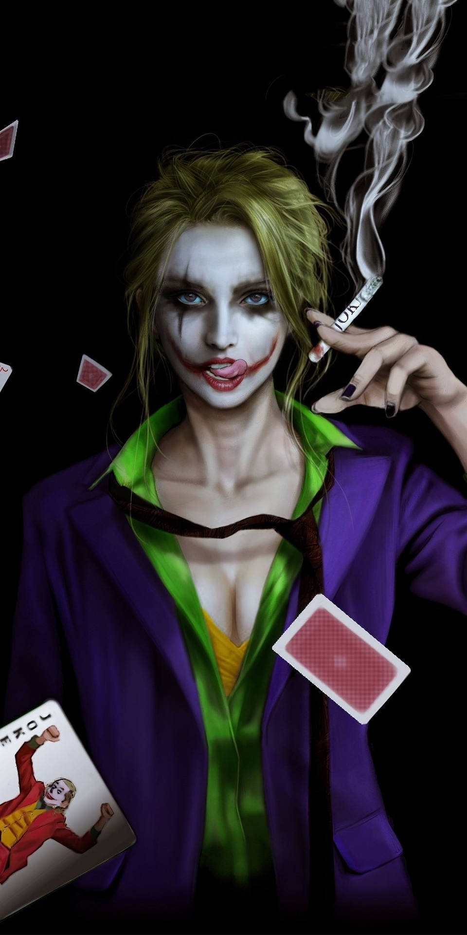 Joker Phone Female Cosplayer Background