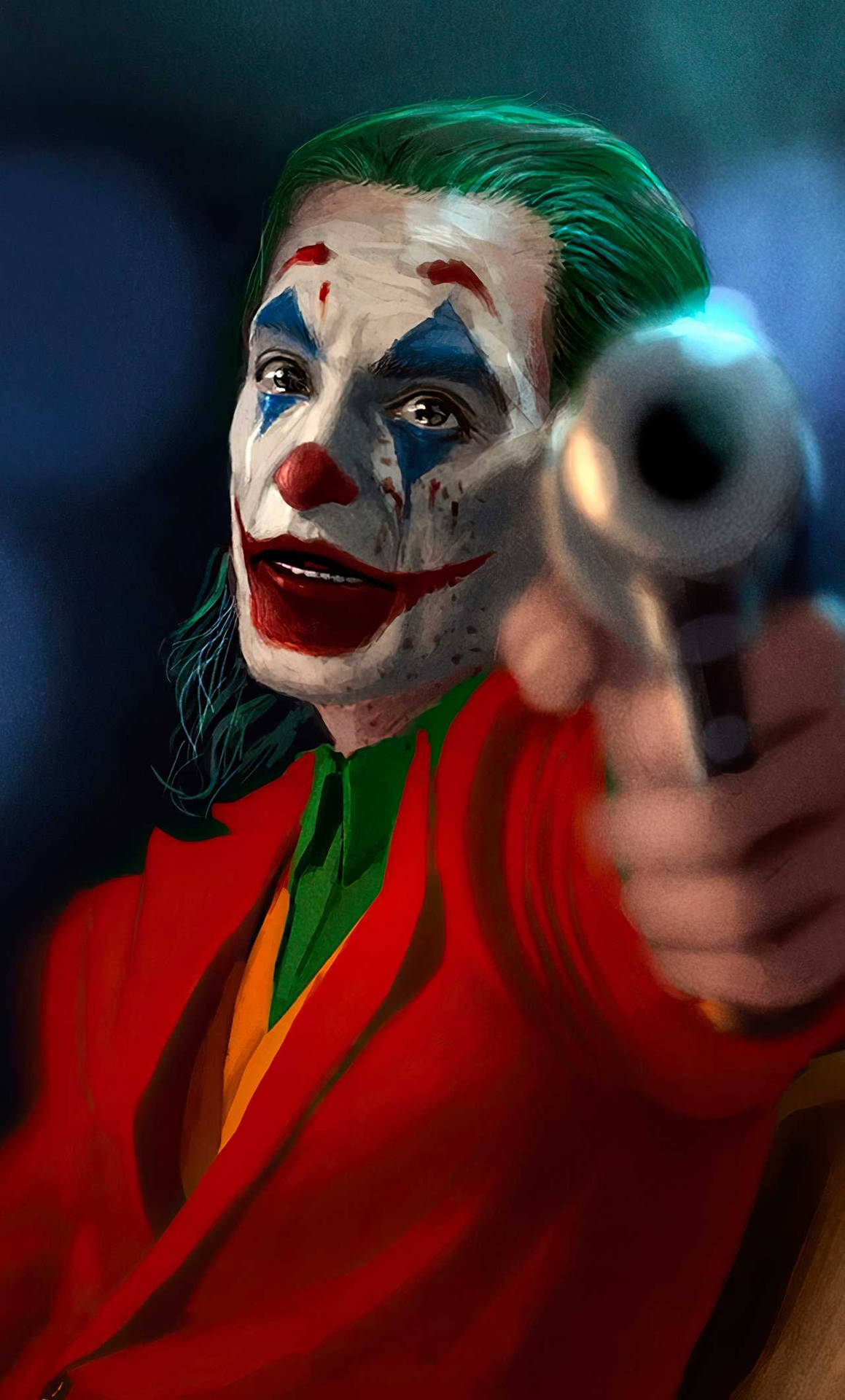 Joker Phone Pointing Gun Background