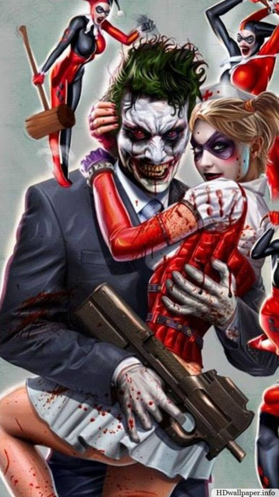 Joker Phone With Harley Quinn Background