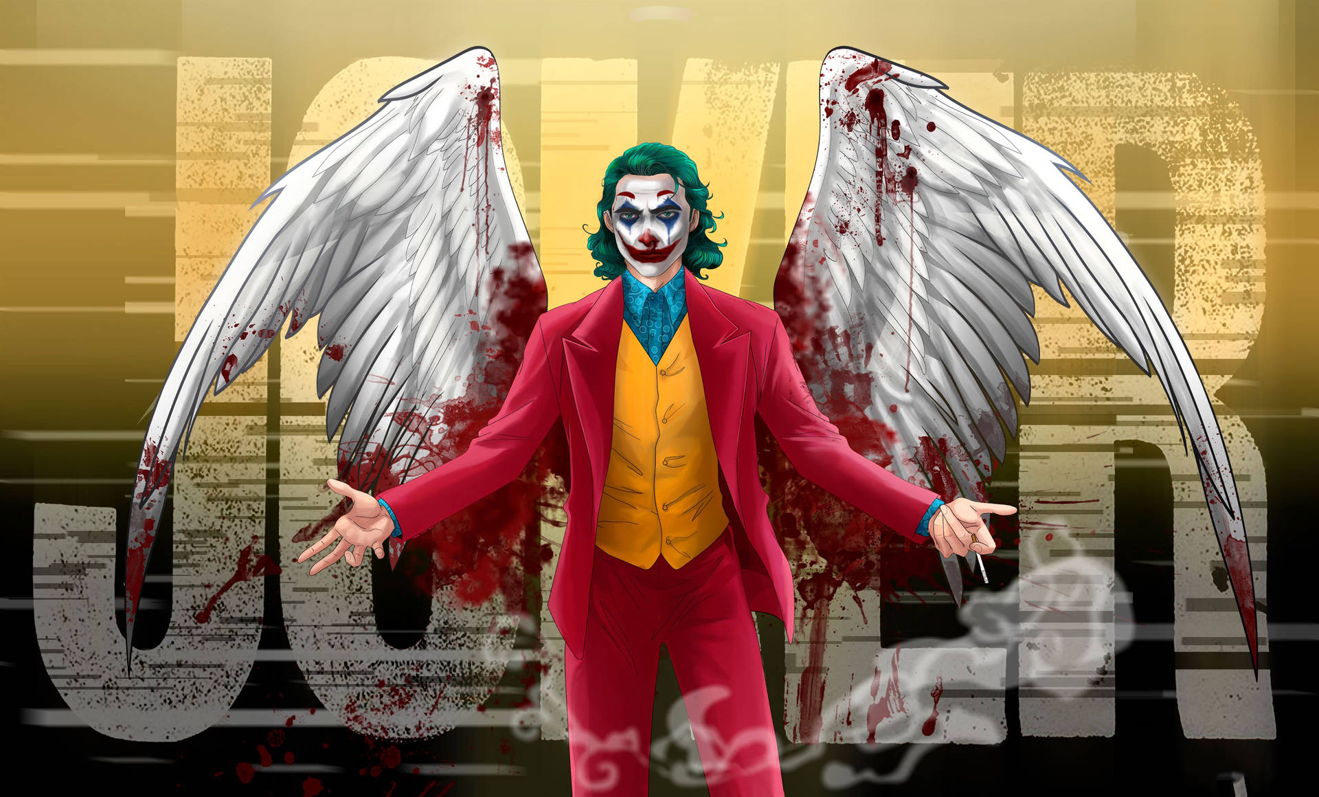 Joker With Bloody Wings Background