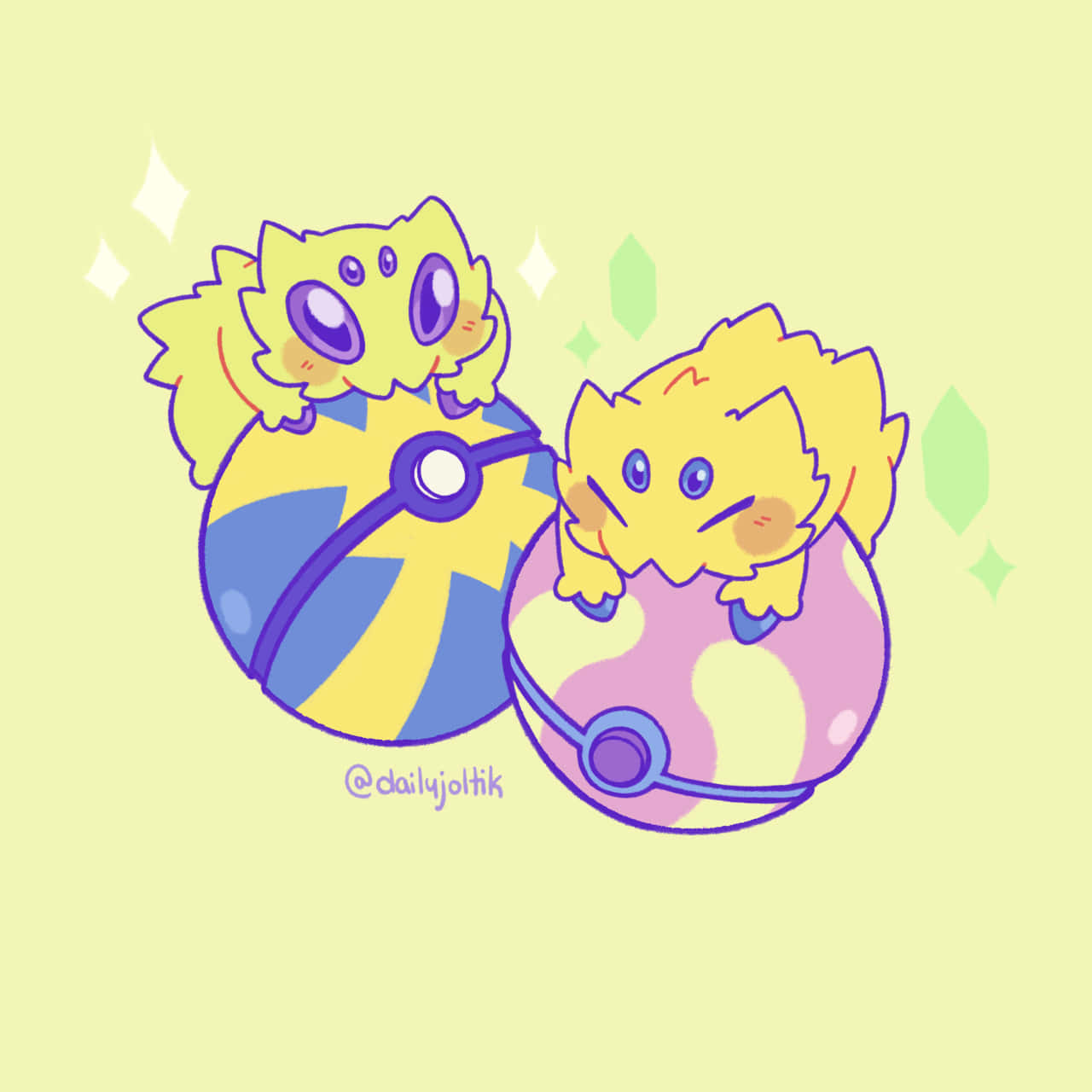 Joltik On Top Of Pokeball Mobile Background