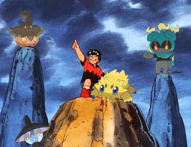 Joltik With Pumpkaboo, Lampent, And Marshadow Desktop Background
