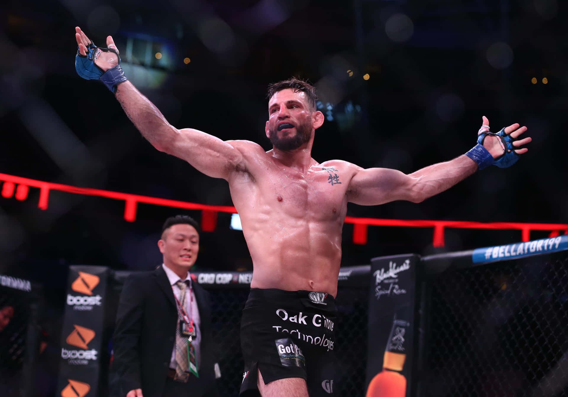 Jon Fitch Celebrating Win Bellator 199