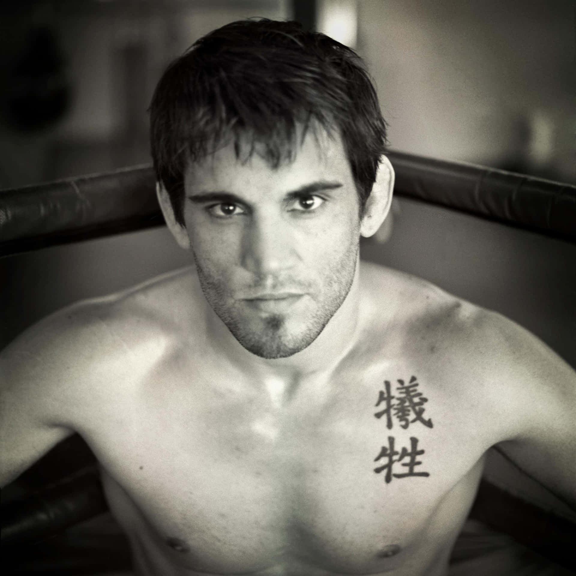 Jon Fitch Ufc Fighter Portrait Grayscale