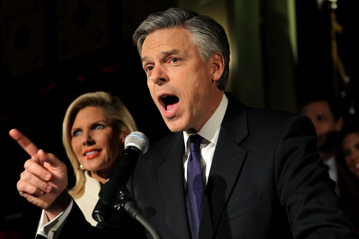 Jon Huntsman Mouth Open Background