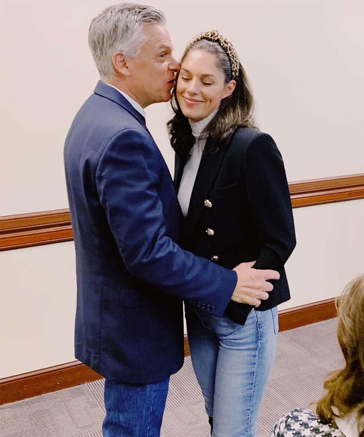 Jon Huntsman With His Daughter Background