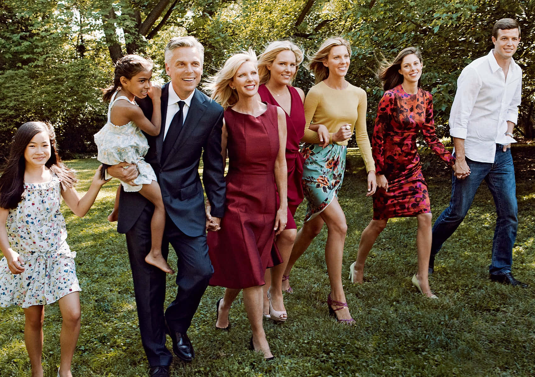 Jon Huntsman With His Wife And Children Background