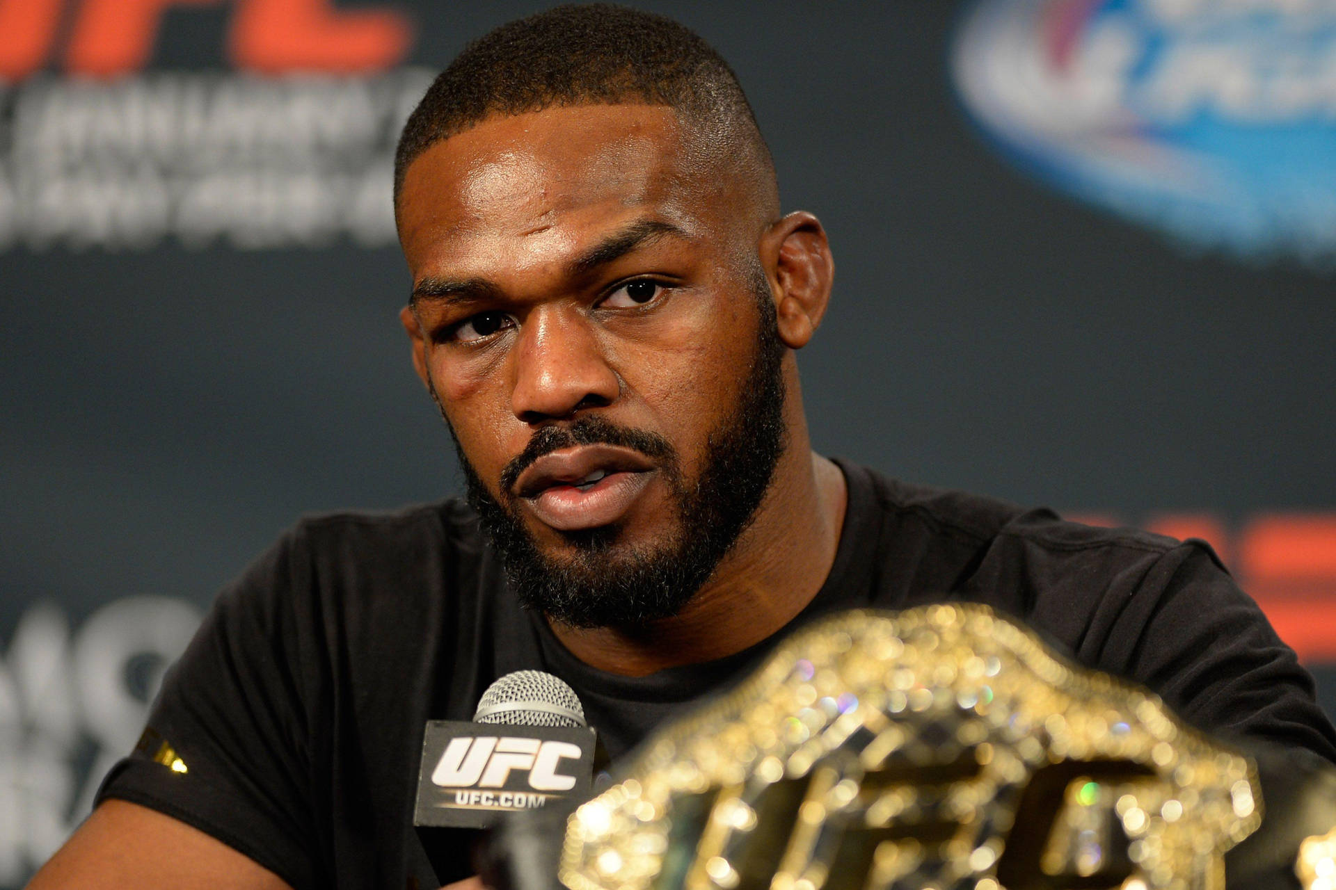 Jon Jones During A Presscon Background