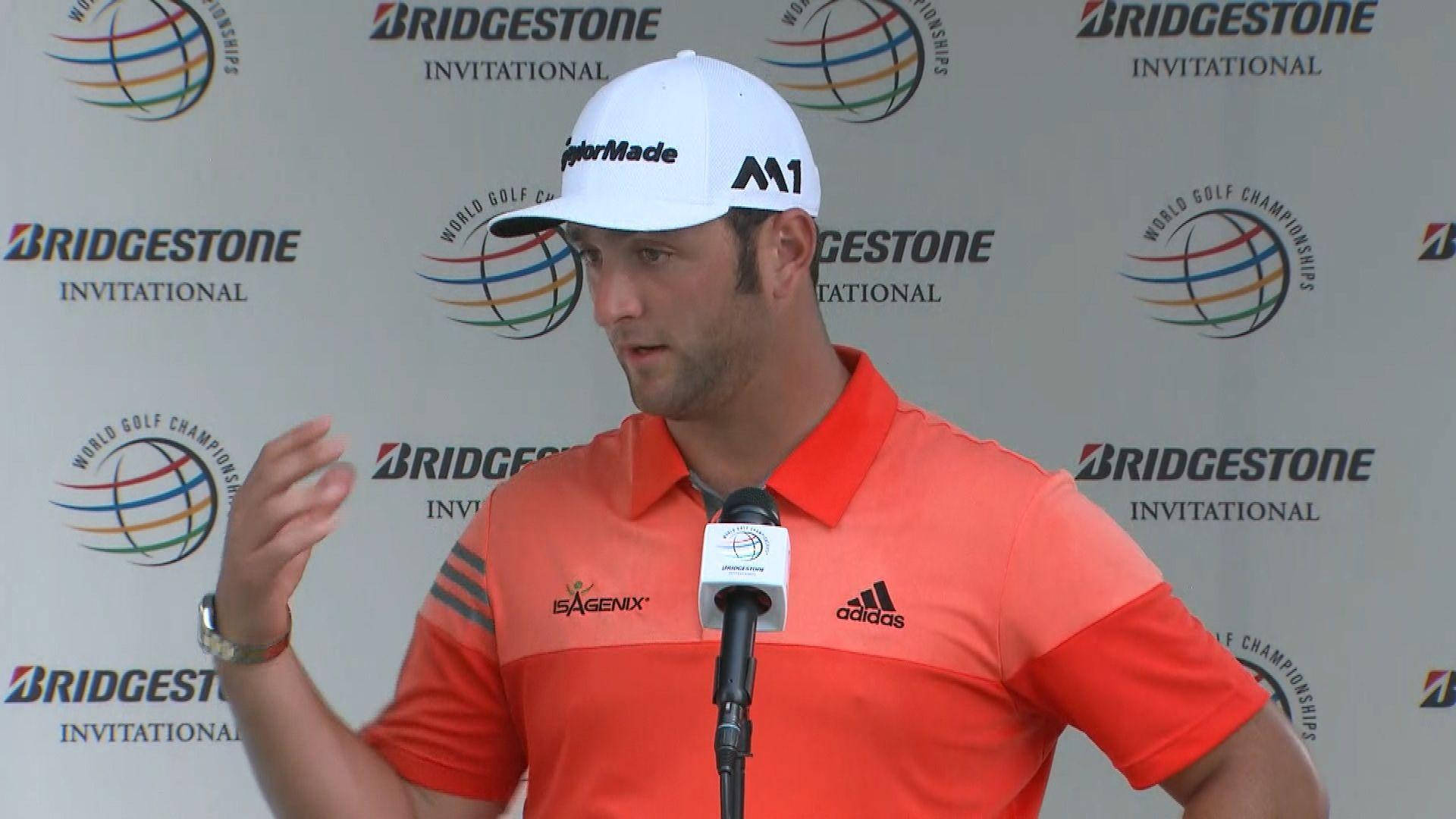 Jon Rahm During A Press Conference Background