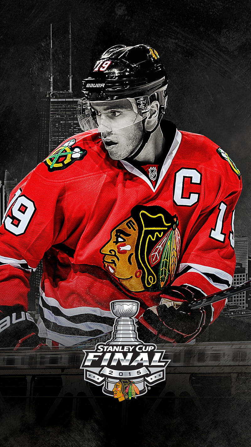 Jonathan Toews, Nhl Star, During Ice Hockey Finals Background