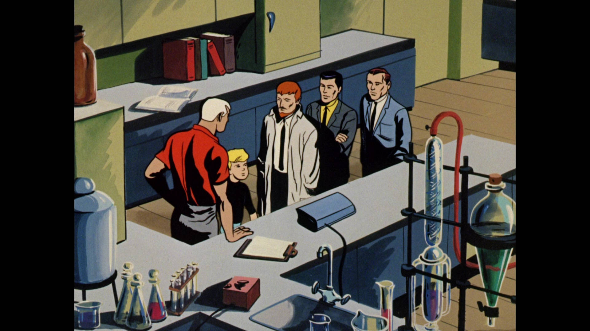 Jonny Quest And Friends In Laboratory Background