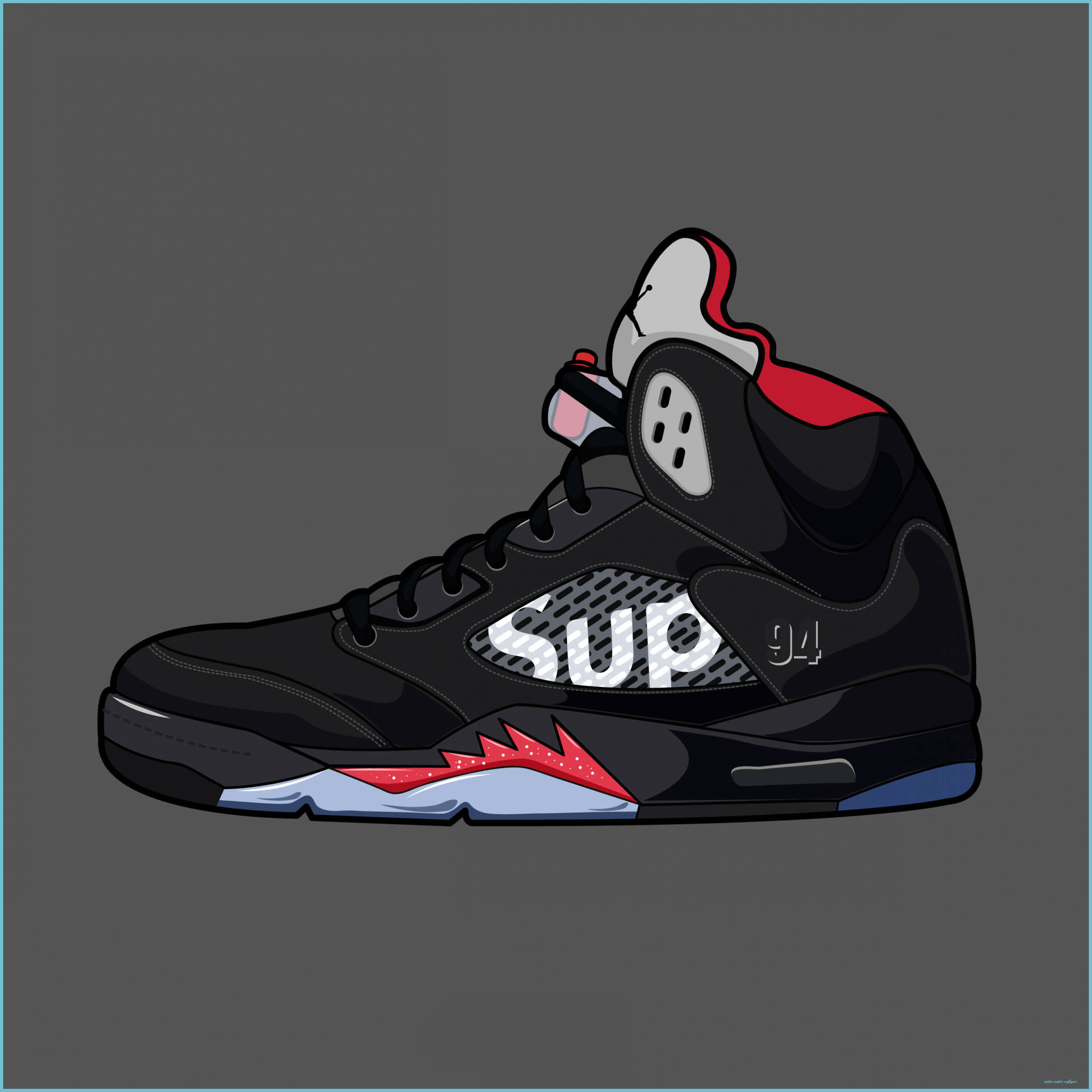 Jordan 5 Cartoon Shoe Background