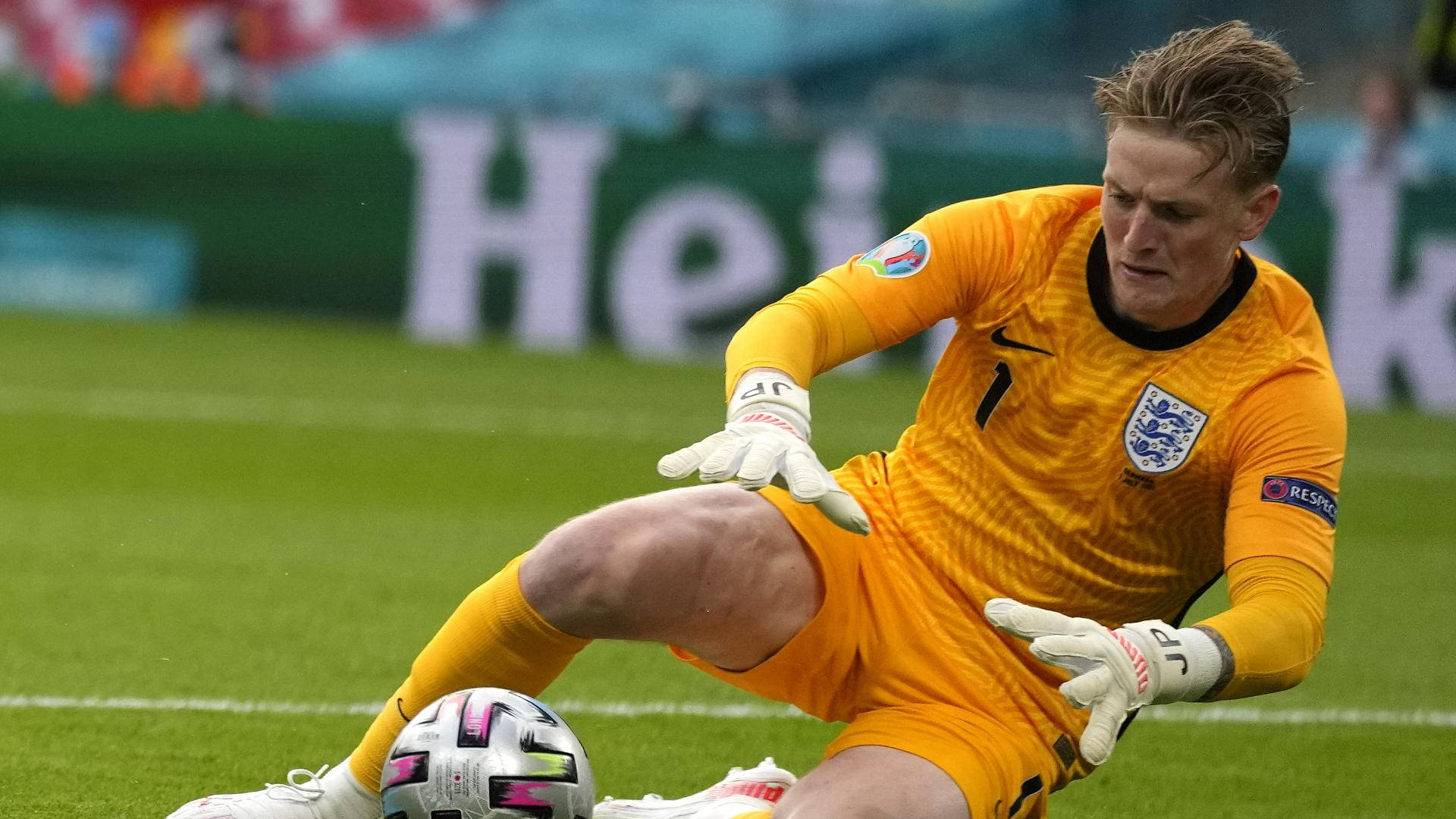 Jordan Pickford Catching Football Background