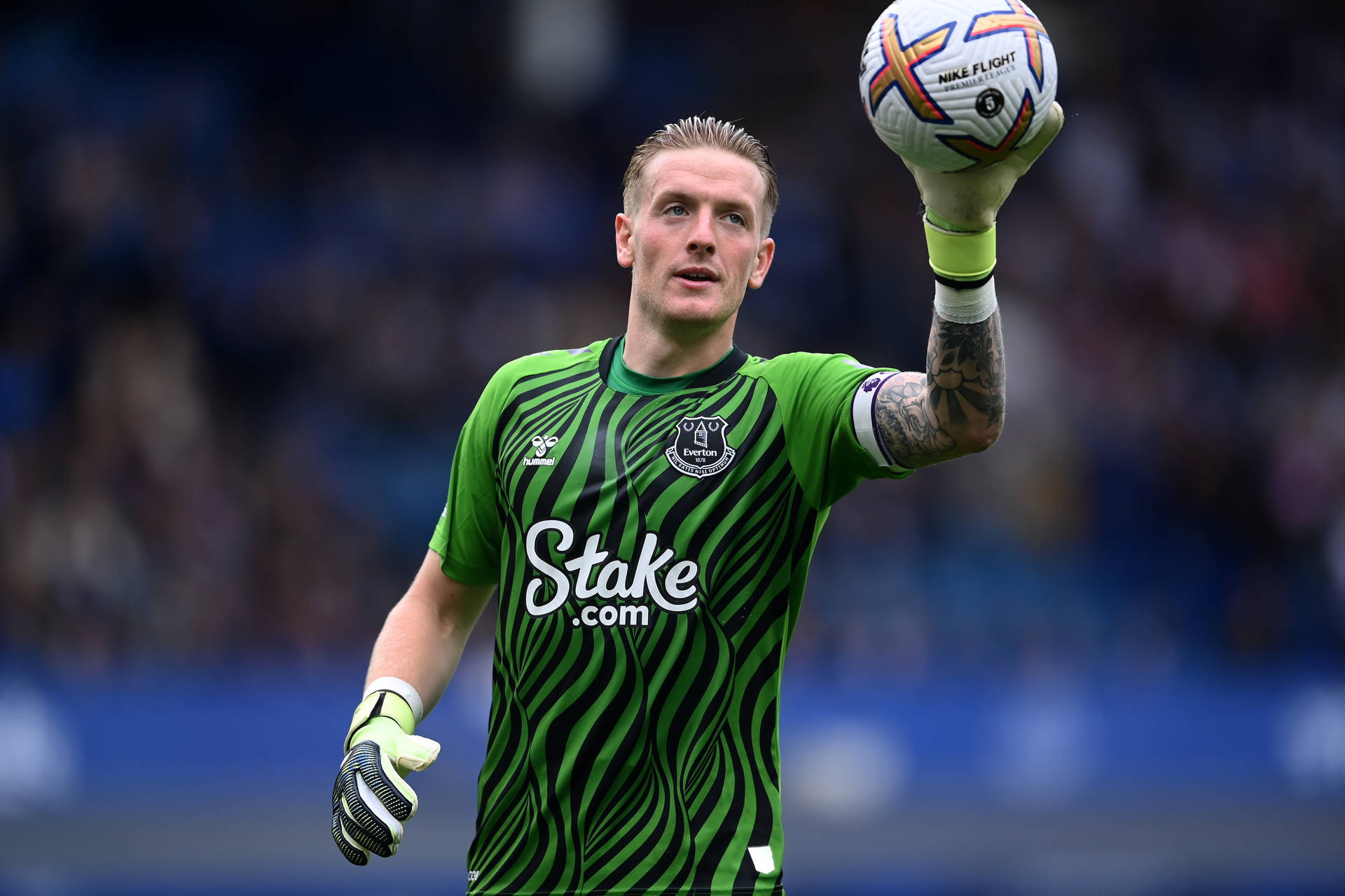 Jordan Pickford Hand Holding Football Background