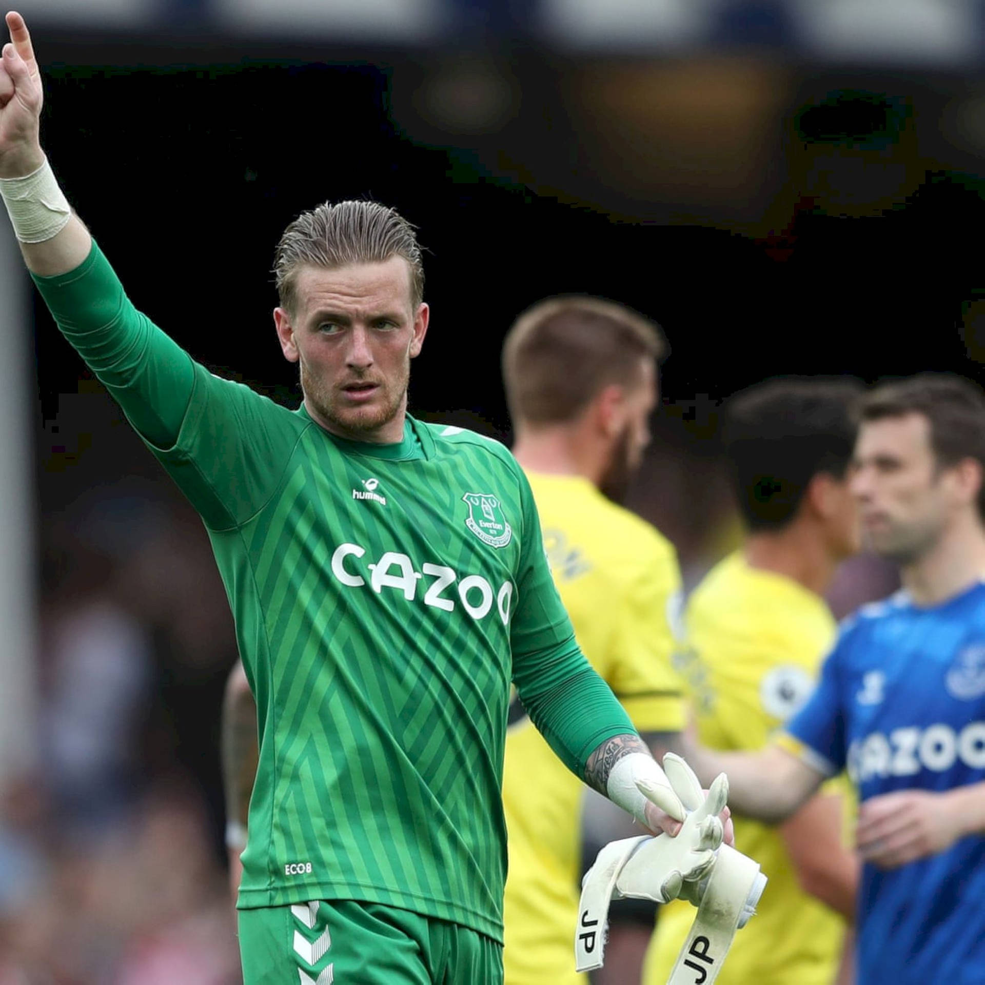 Jordan Pickford Holding His Gloves