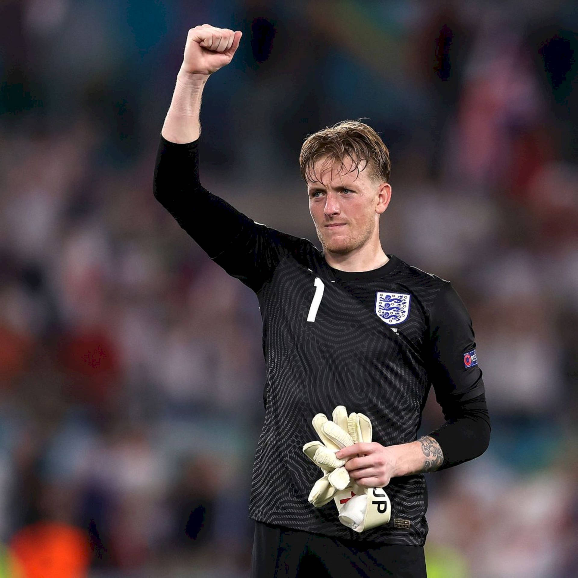 Jordan Pickford Wearing Black Jersey Background