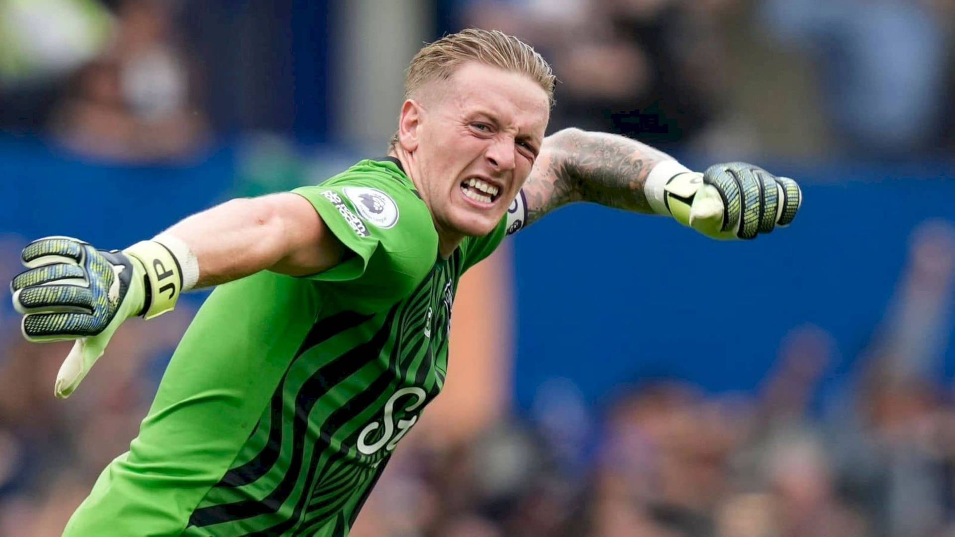 Jordan Pickford With Expressive Face Background