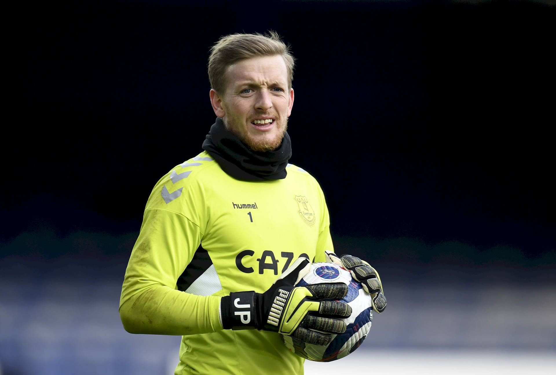 Jordan Pickford With Football In Hands Background