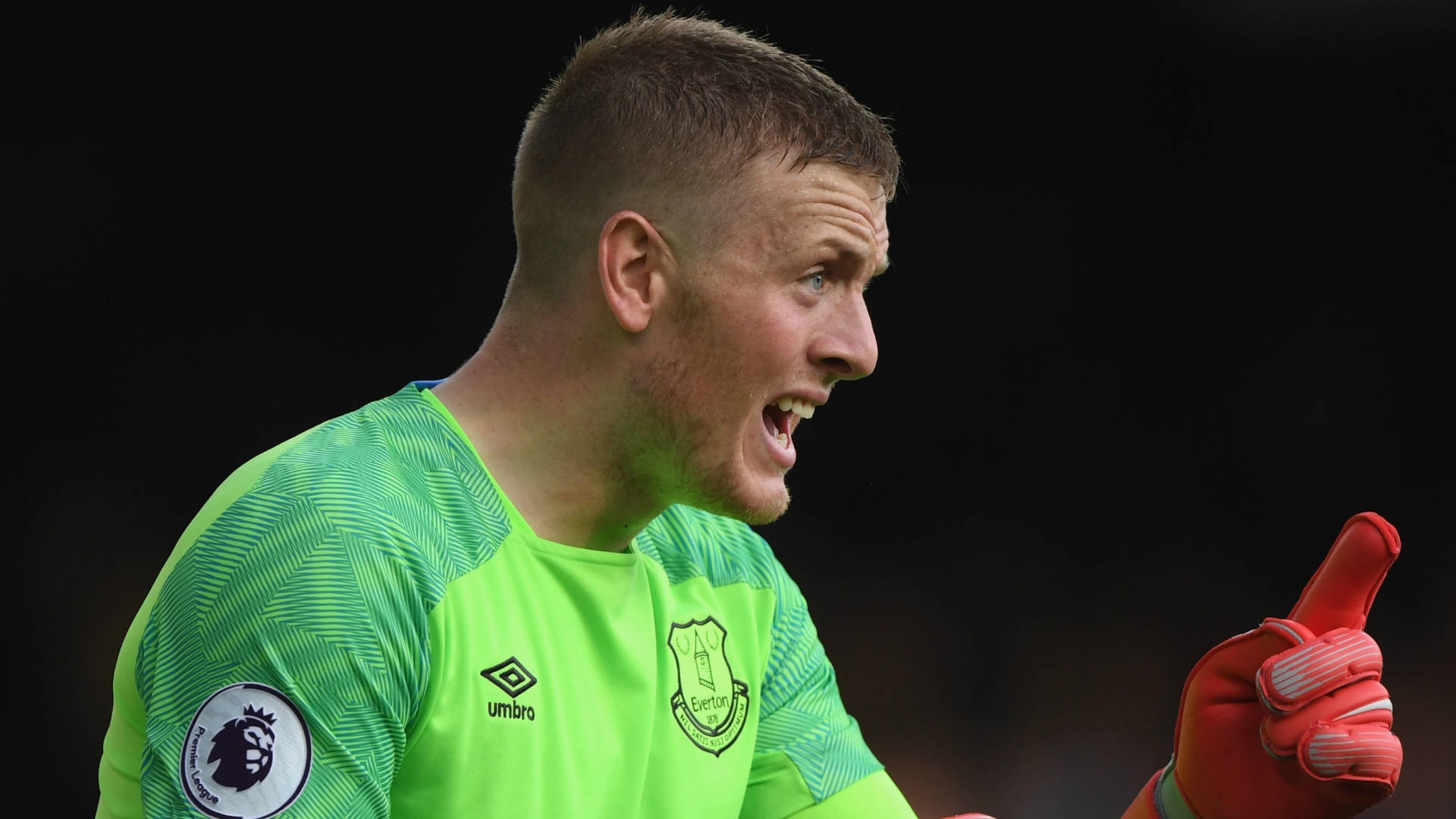 Jordan Pickford With Red Gloves Background