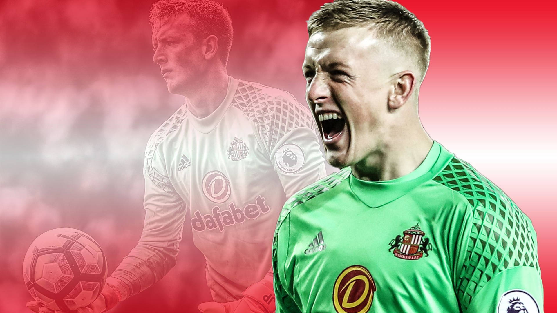 Jordan Pickford With Red Gradient Background