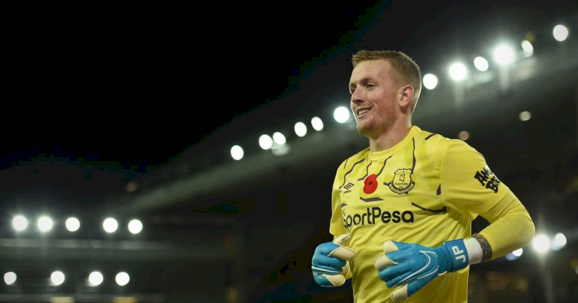 Jordan Pickford With Stadium Lights Background