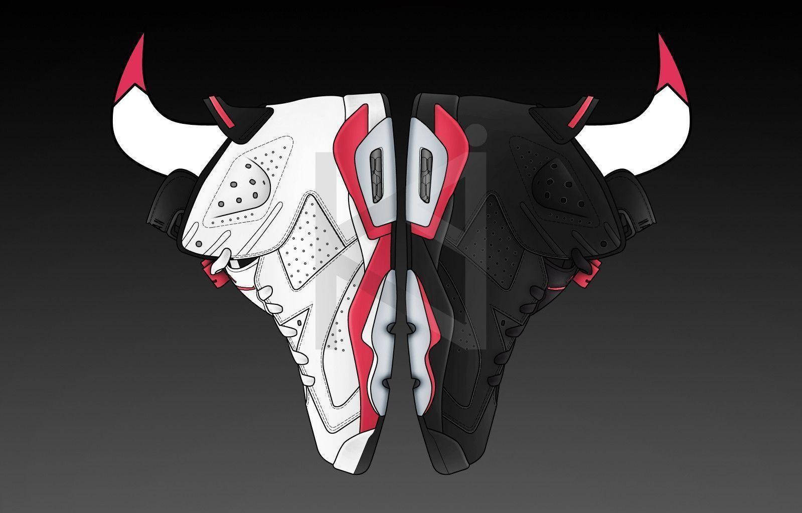 Jordan Shoes Forming A Bull Background