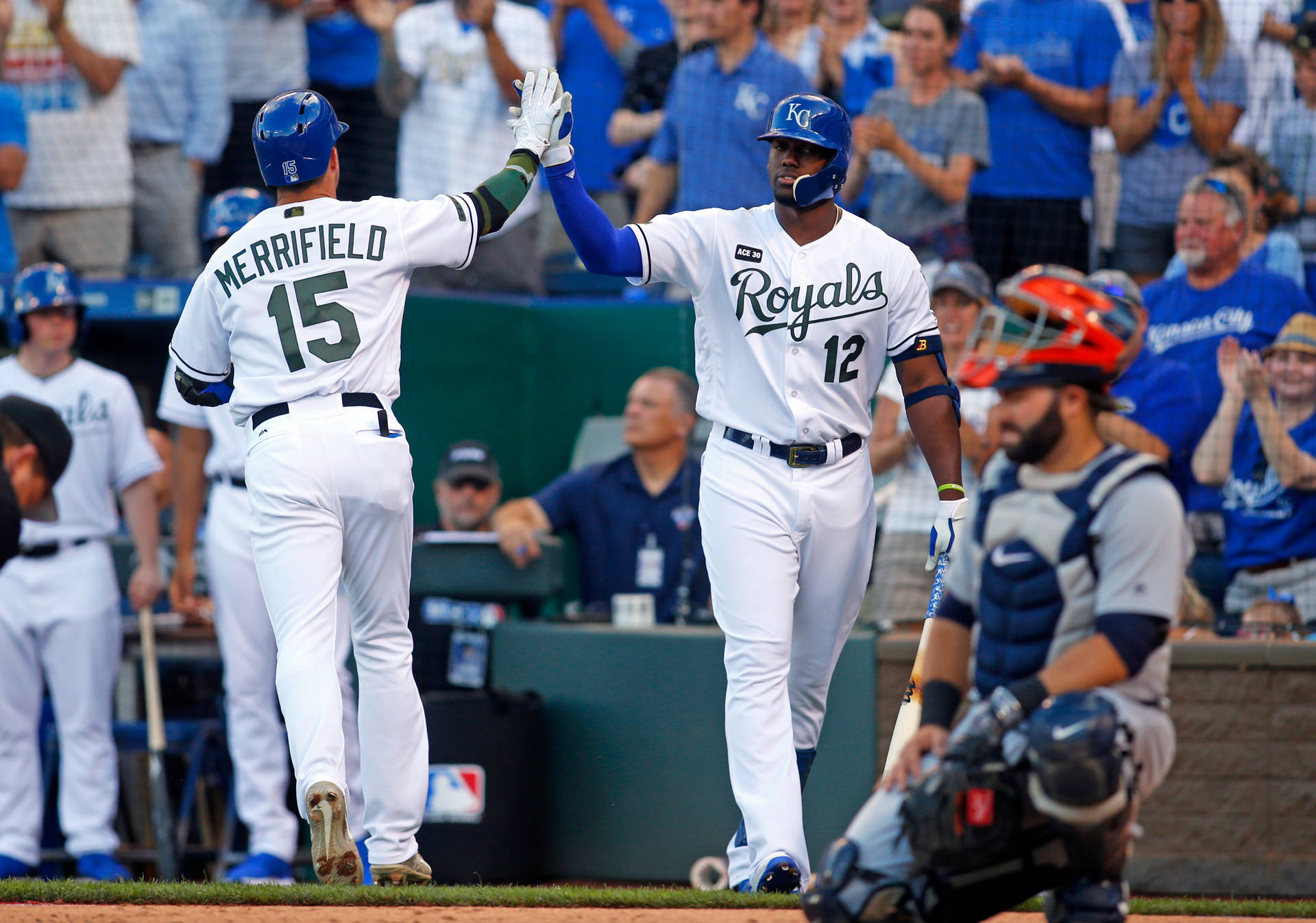 Jorge Soler High Fiving His Teammate