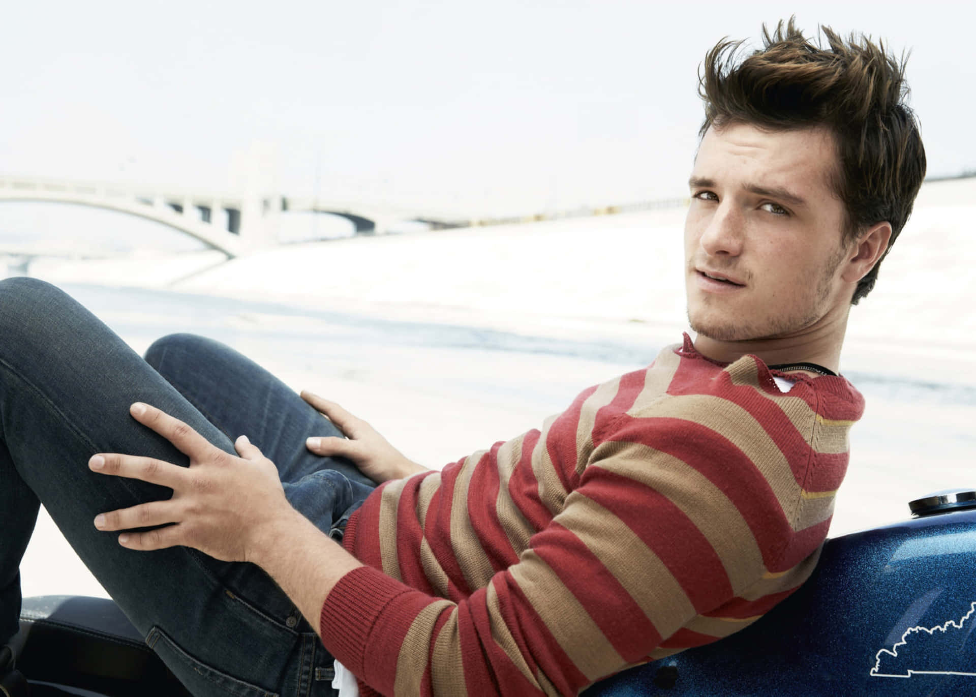 Josh Hutcherson Casual Photoshoot Background