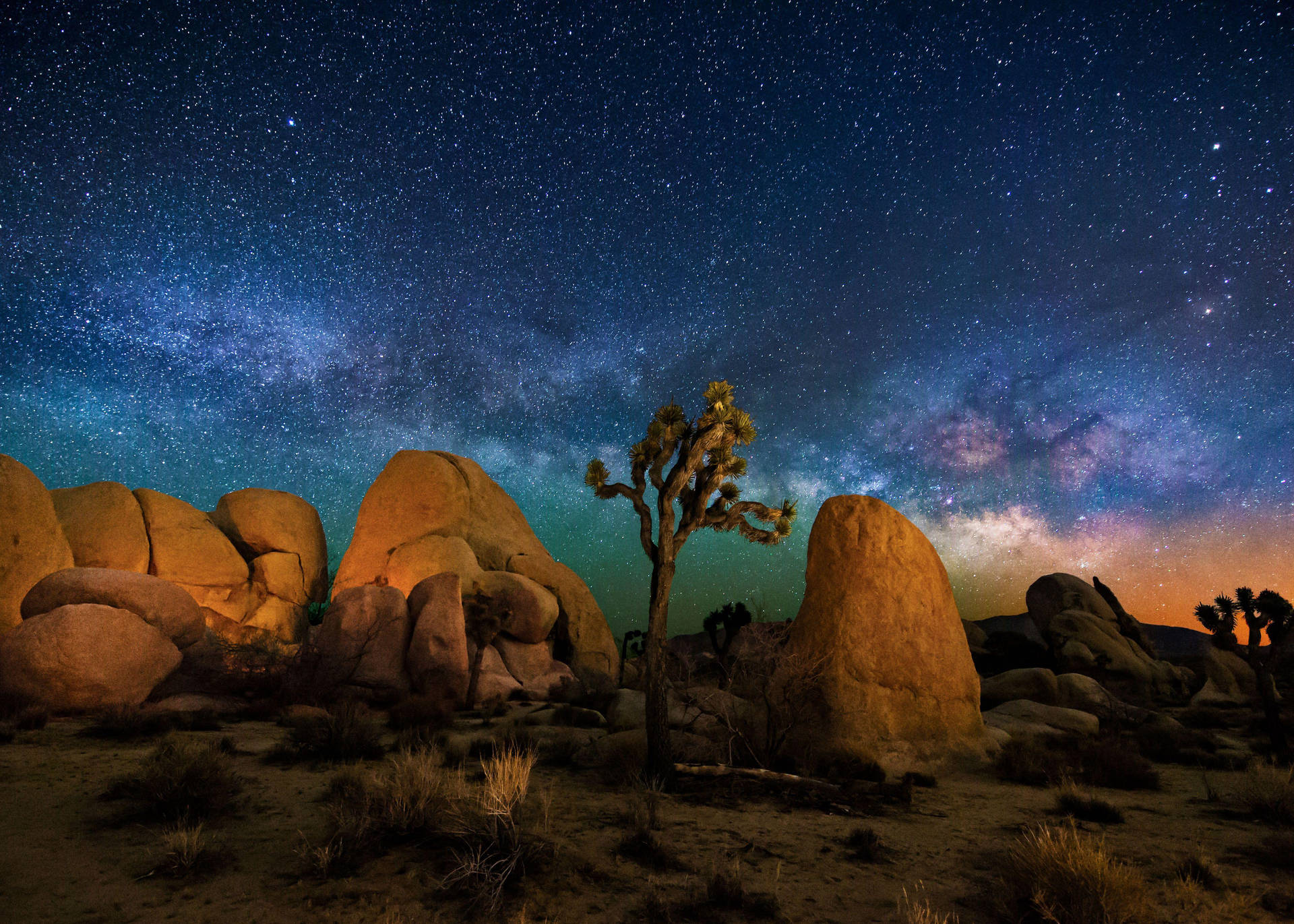 Joshua Tree National Park Starry Galaxy Sky Background