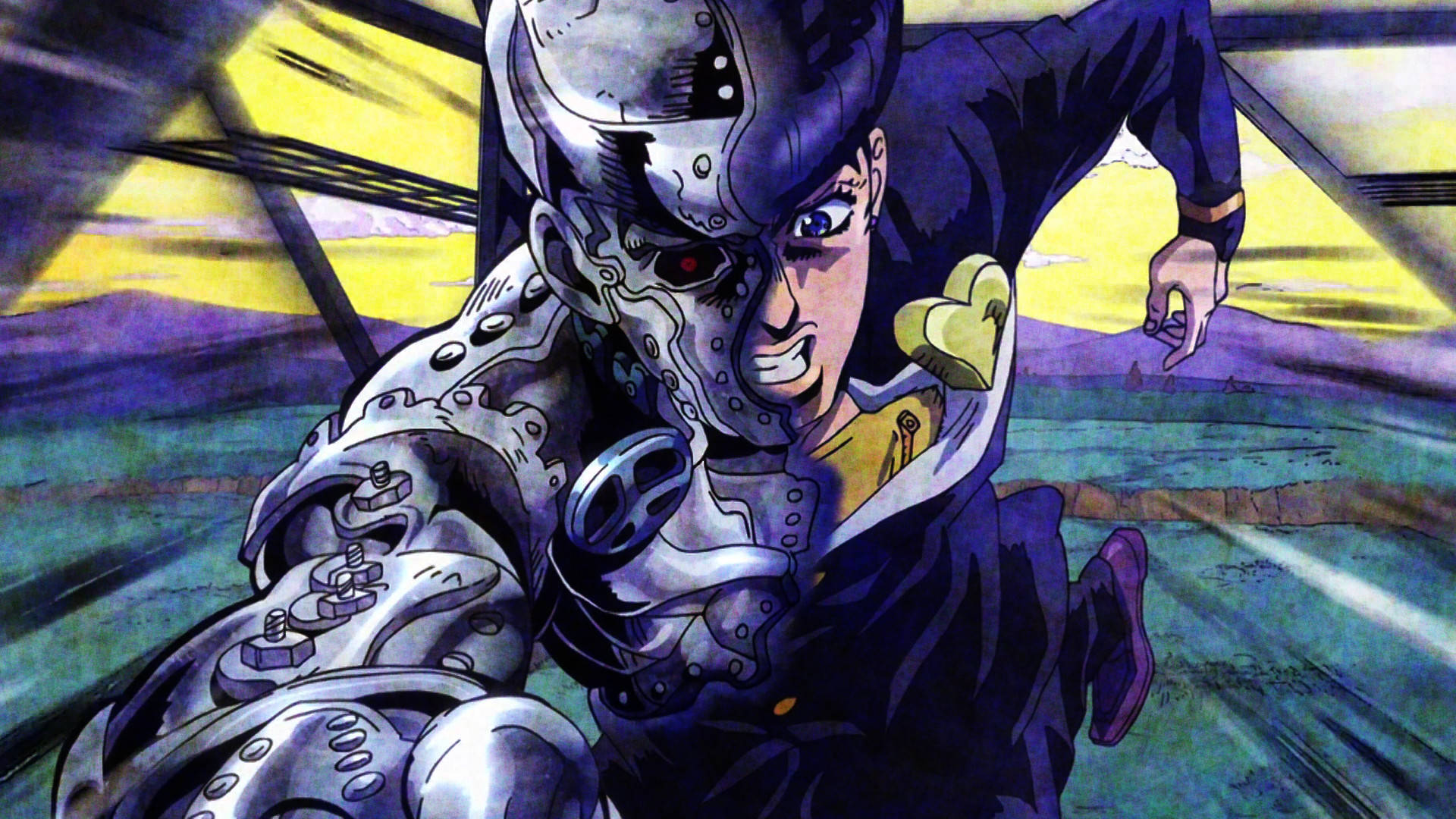 Josuke Quickly Moving In A Fight Background