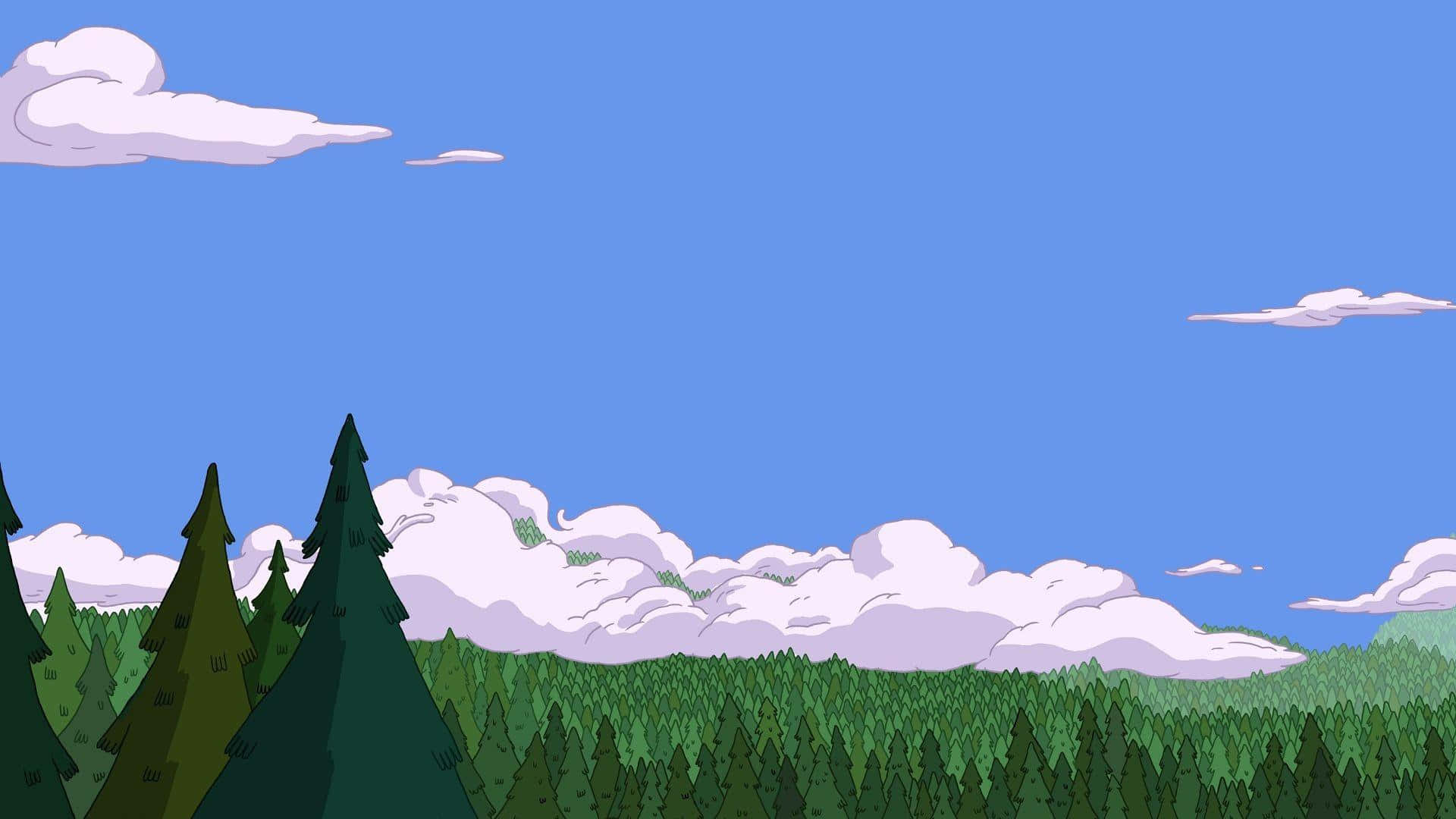 Journey Through Adventure Time Landscape Background