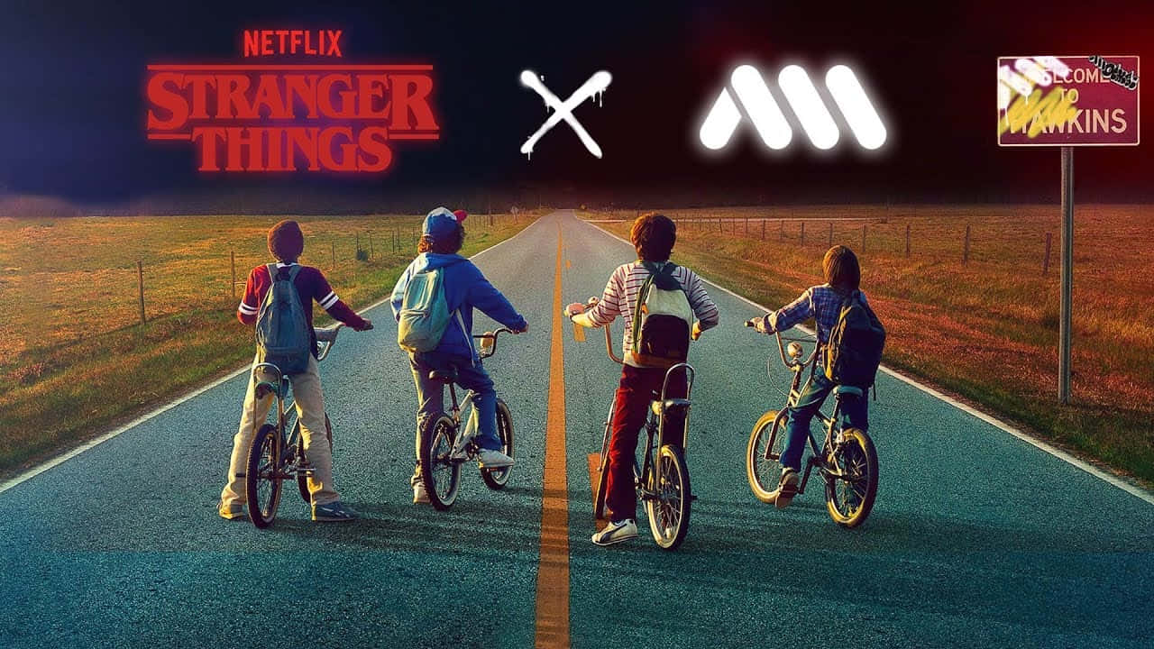 Joy And Eleven Enjoy A Ride On The Stranger Things Bike Background