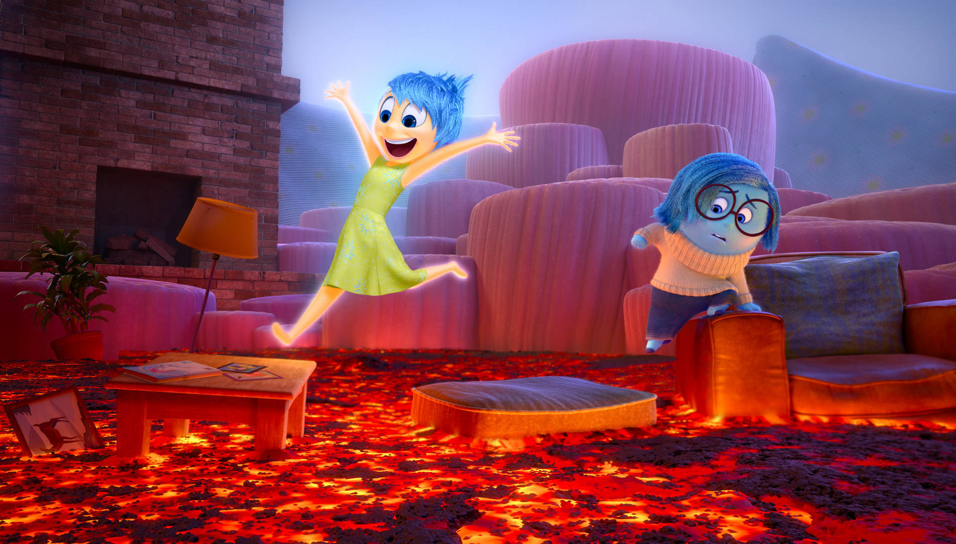 Joy And Sadness Inside Out Flame Background