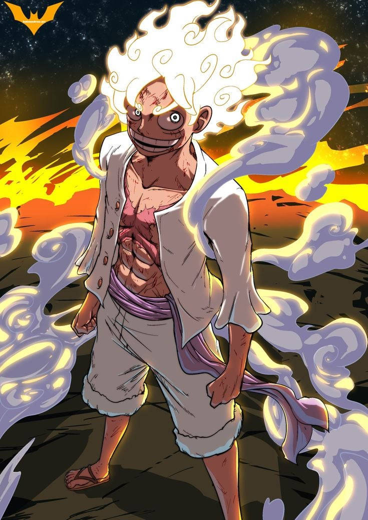 Joy Boy Luffy Flaming Hair Background