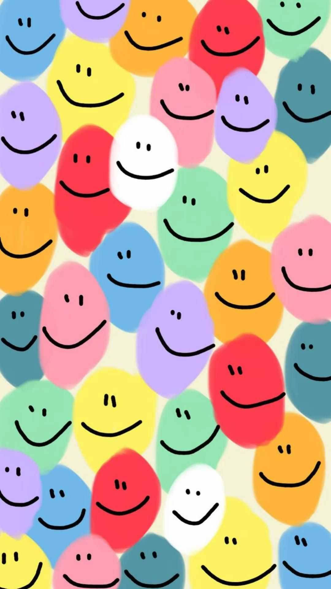 Joy Embodied In Colorful Smiley Doodle Art Background