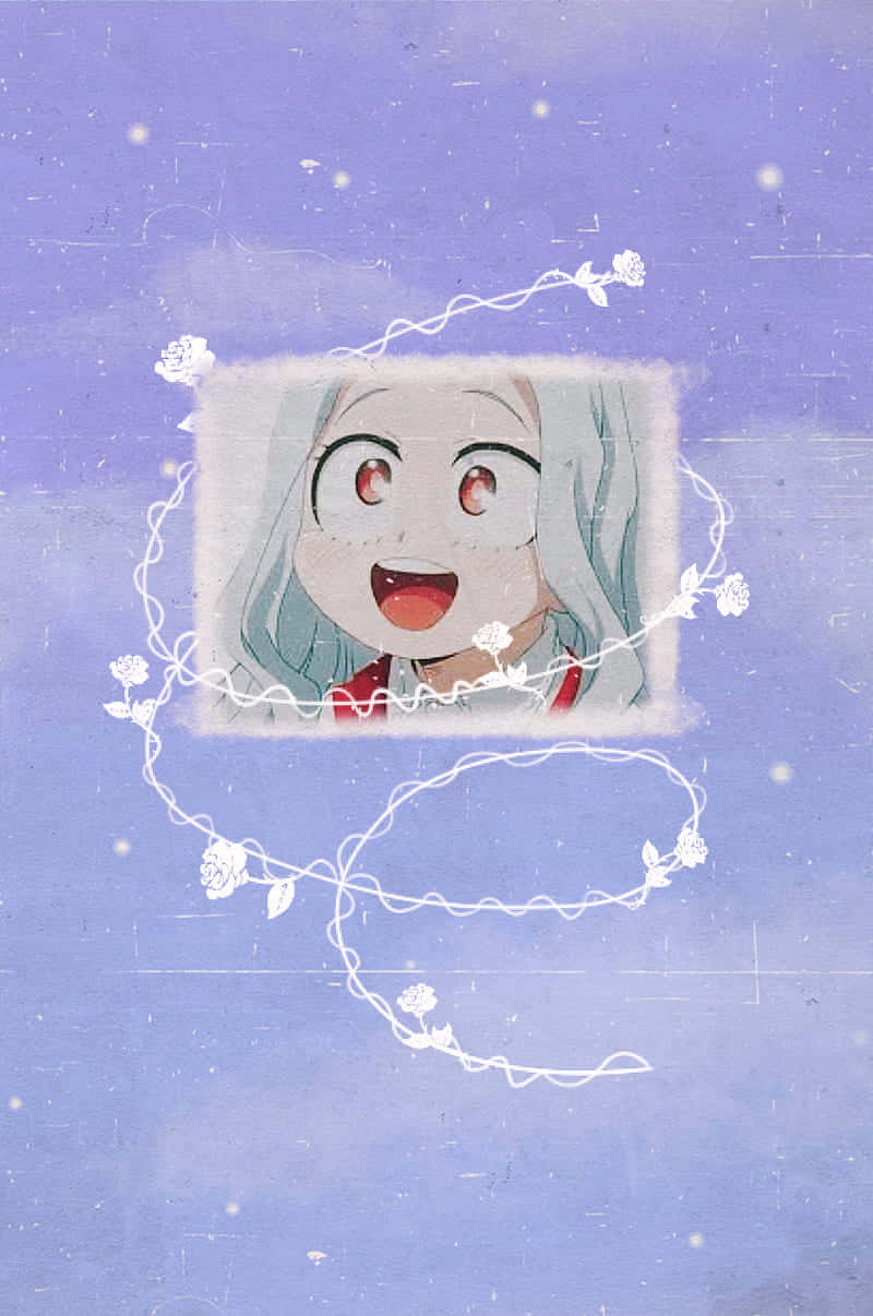 Joyful Anime Character Surroundedby Floral Design Background