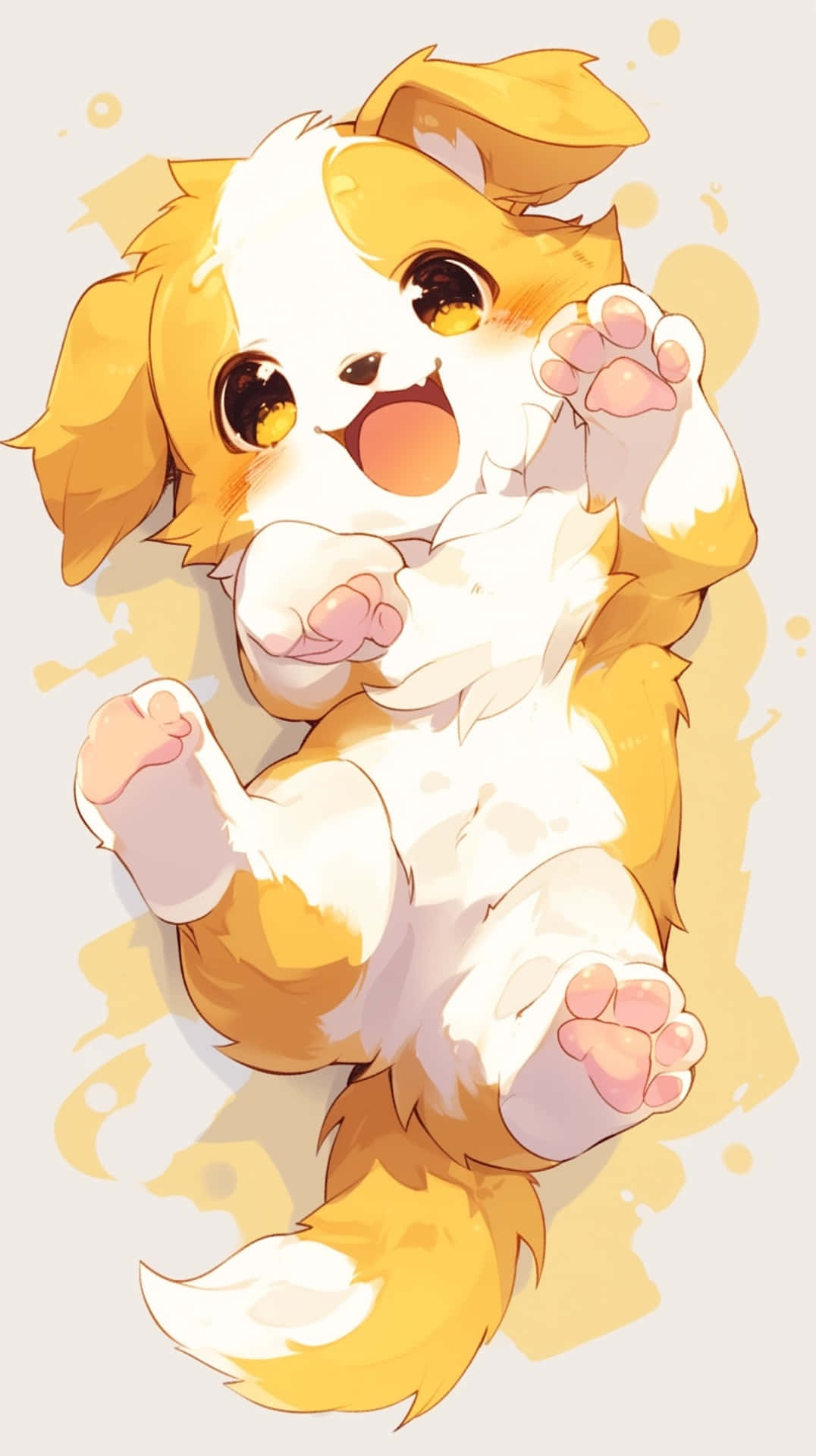 Joyful Anime Puppy Illustration Background
