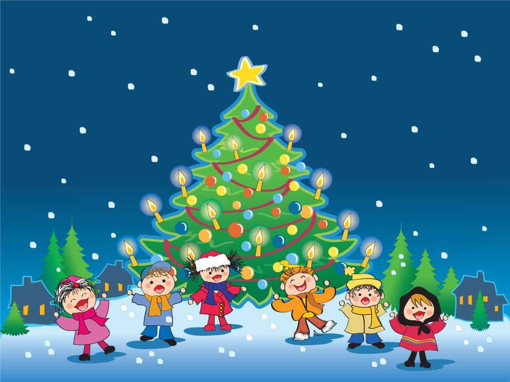 Joyful Christmas Cartoon Scene Background