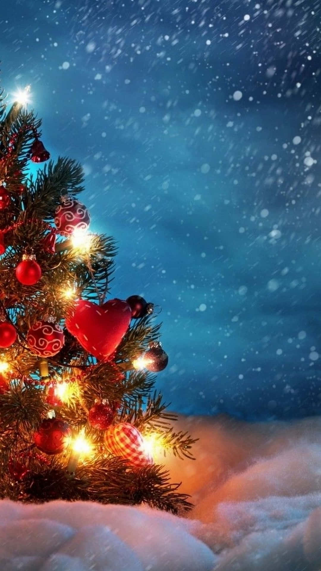 Joyful Christmas Snowfall On Iphone Background