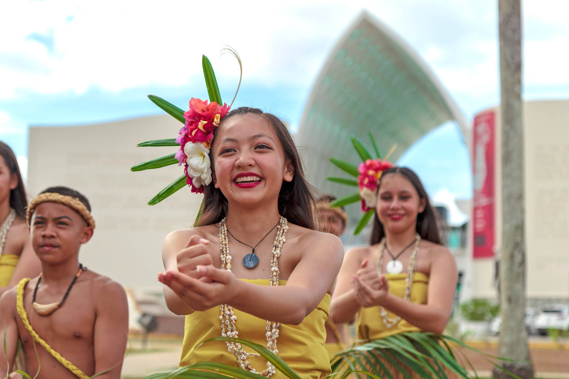 Joyful Dance Celebration In Micronesia Background