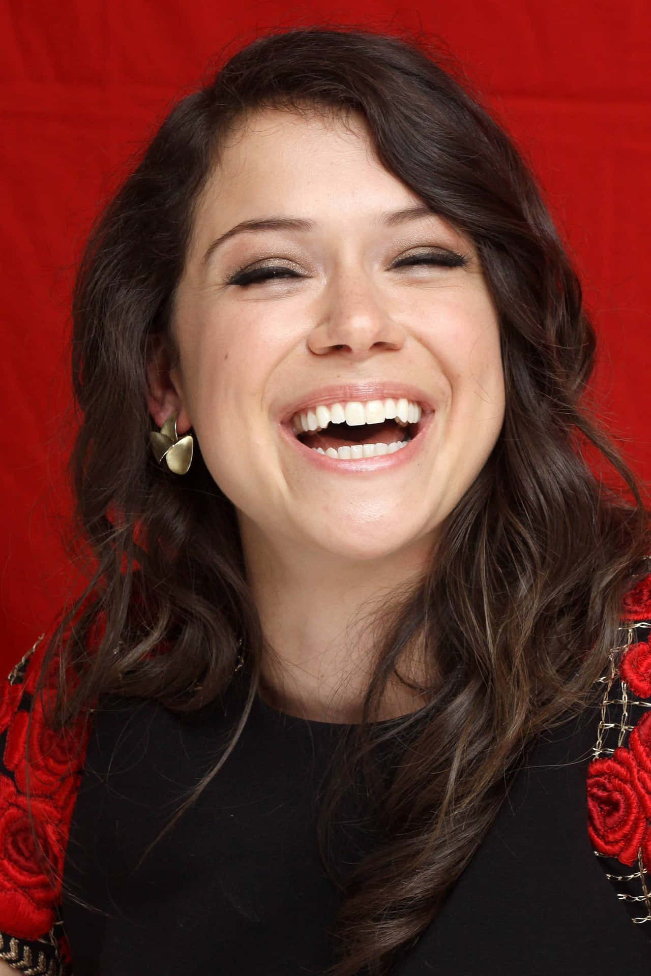 Joyful Laughter Red Backdrop Background