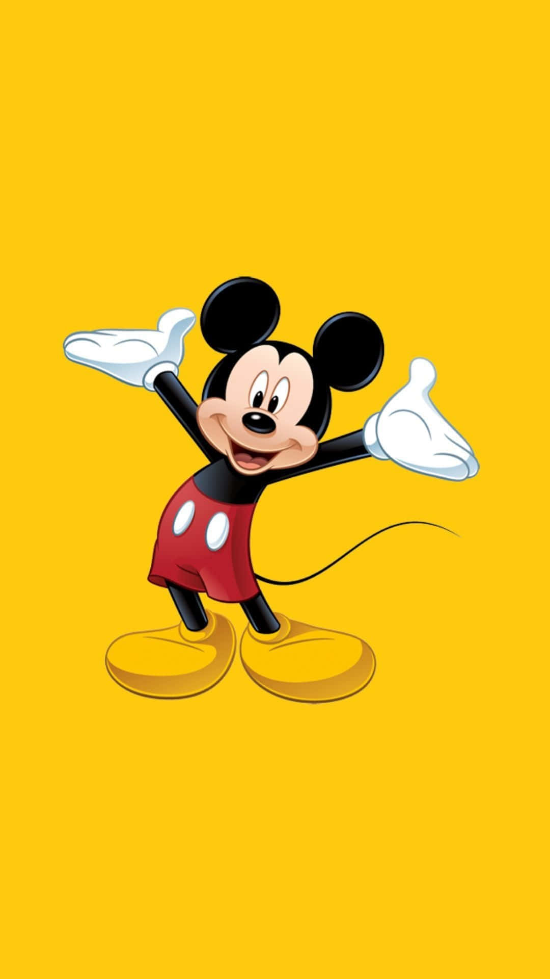 Joyful Mickey Mouse Yellow Background Background